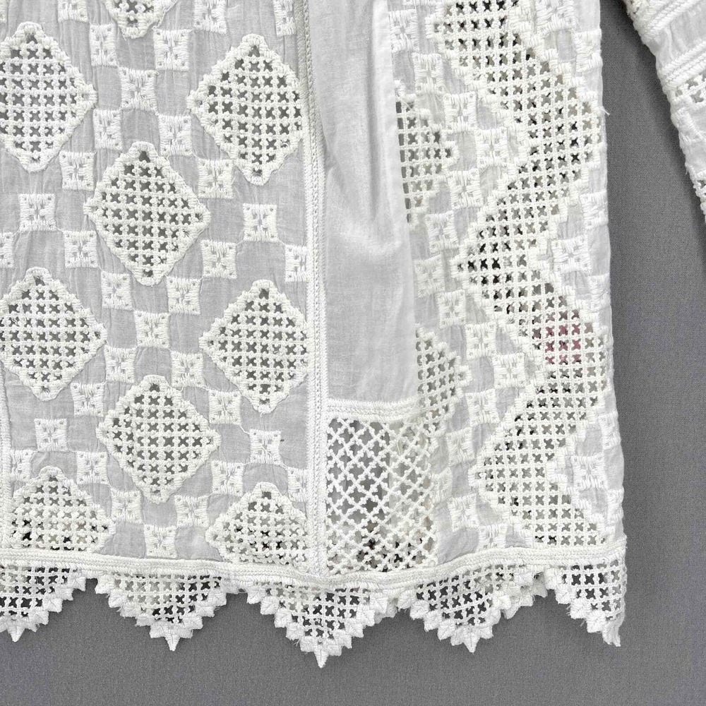 CALYPSO ST BARTH Embroidered Eyelet Tunic Top Womens Small White Resort Beach - Picture 8 of 16